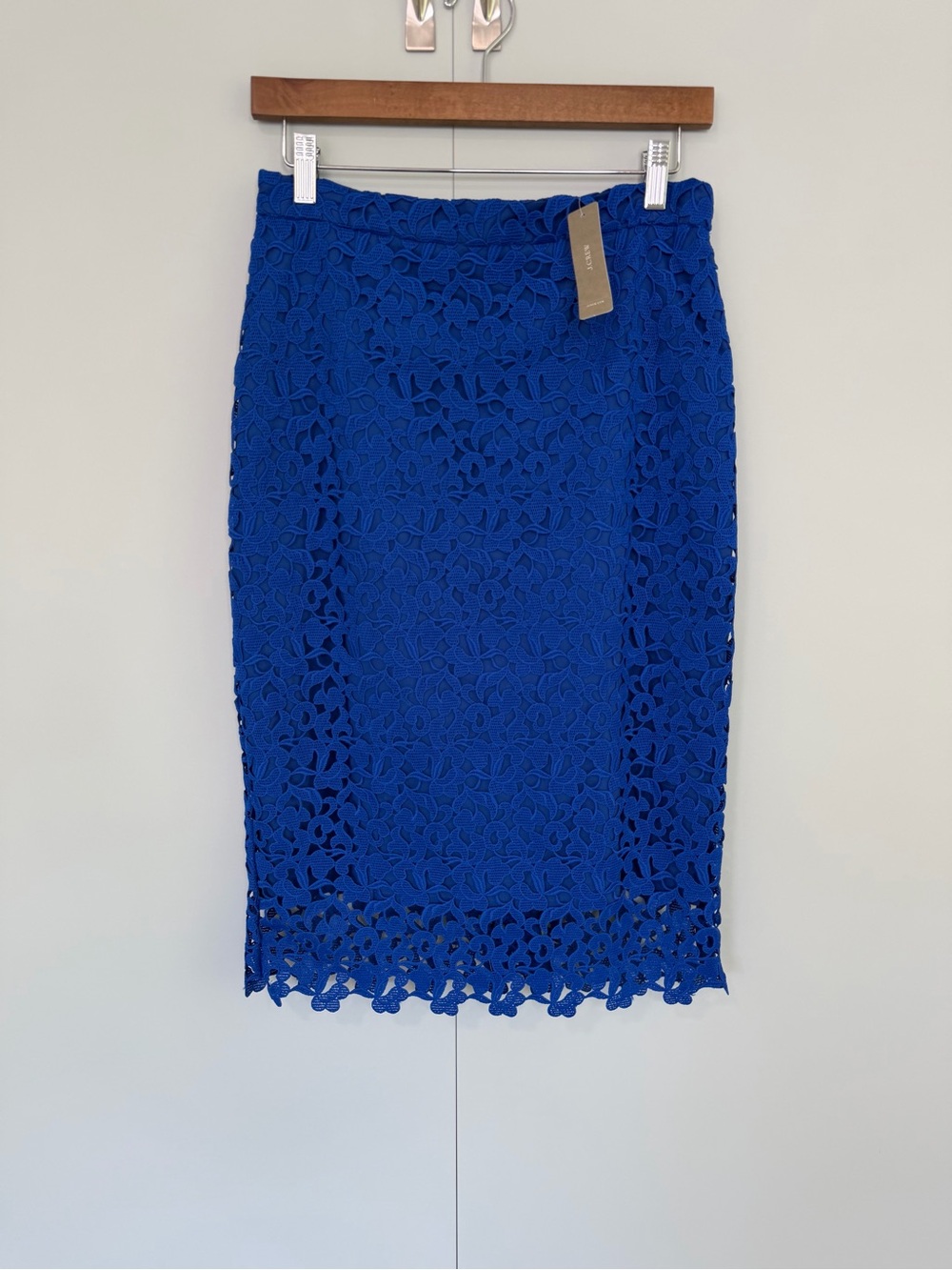 J.CREW COLLECTION Liola Guipure Lace Overlay Pencil Skirt in Electric Blue E9754 - Picture 4 of 10